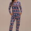 Christmas Elk Snowflake Print Long Sleeve Round Neck Loungewear Set -Women Dress Shop ptp2062736 1