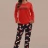 Red Christmas Print Long Sleeve Round Neck Loungewear Set 1 Red Christmas Print Long Sleeve Round Neck Loungewear Set -Women Dress Shop ptp2062737 1