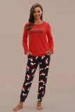 Red Christmas Print Long Sleeve Round Neck Loungewear Set