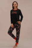 Black Christmas Print Long Sleeve Round Neck Loungewear Set 6 Black Christmas Print Long Sleeve Round Neck Loungewear Set - Image 4