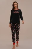 Black Christmas Print Long Sleeve Round Neck Loungewear Set 7 Black Christmas Print Long Sleeve Round Neck Loungewear Set - Image 5