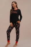 Black Christmas Print Long Sleeve Round Neck Loungewear Set 8 Black Christmas Print Long Sleeve Round Neck Loungewear Set - Image 6