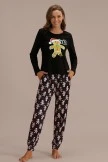 Black Gingerbread Man Long Sleeve Round Neck Loungewear Set