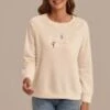 Letter Print Round Neck Long Sleeve Sweatshirt -Women Dress Shop s2071403 1