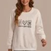 White Round Neck Long Sleeve Sweatshirt -Women Dress Shop s2071408 1
