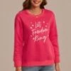 Red Round Neck Long Sleeve Sweatshirt With Letter Print -Women Dress Shop s2072801 1