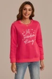 Red Round Neck Long Sleeve Sweatshirt With Letter Print