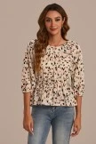 Floral Round Neck 3/4 Length Sleeve Blouse With Elastic Waist 5 Floral Round Neck 3/4 Length Sleeve Blouse With Elastic Waist - Image 3