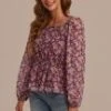 Floral Long Sleeve Square Neck Smocked Peplum Top -Women Dress Shop t2111002 1
