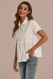 White Hollow Collared Neck Short Sleeve Button Blouse 8 White Hollow Collared Neck Short Sleeve Button Blouse - Image 6